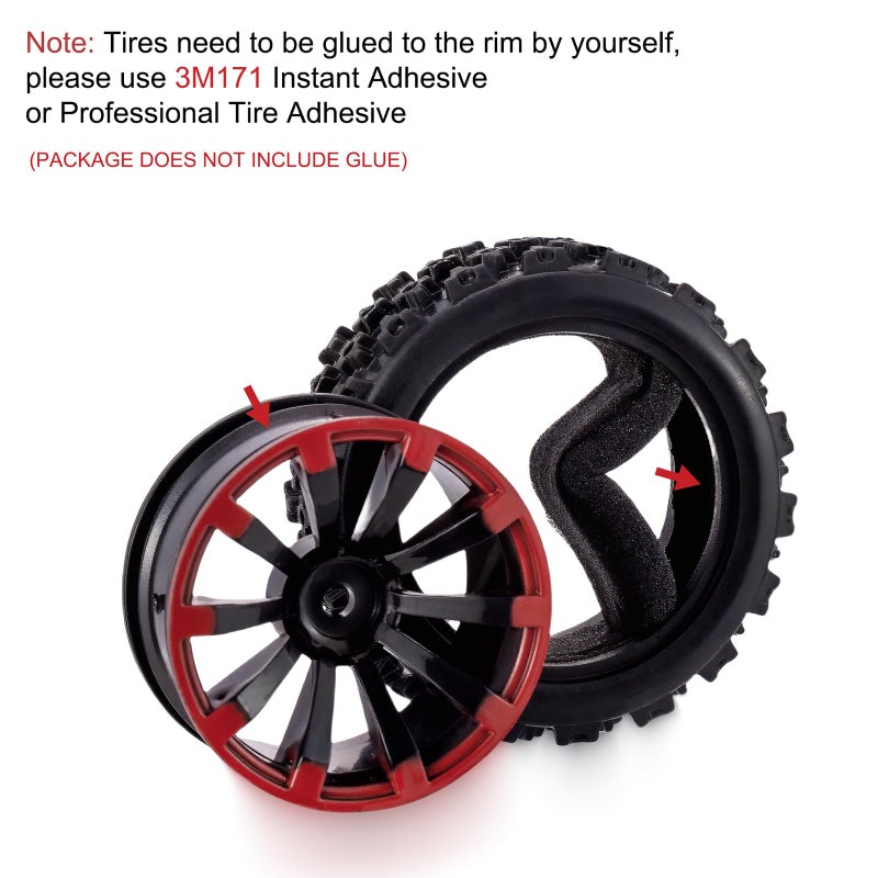 Rowiz 1/10 RC Car Tires 12mm Hex Wheels and Tires for 1/18 Truck 1/12 to 1/16 Buggy Slash WLtoys 144001 A959 124018 124019 Mini T 2.0 Latrax Teton HBX 18859 - Image 3